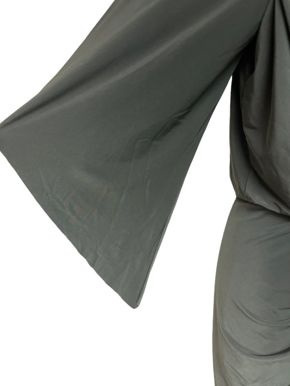 MISA Los Angeles Teget Dress Olive Green Knot Front Bell Sleeve Small NWT USA - Picture 4 of 10